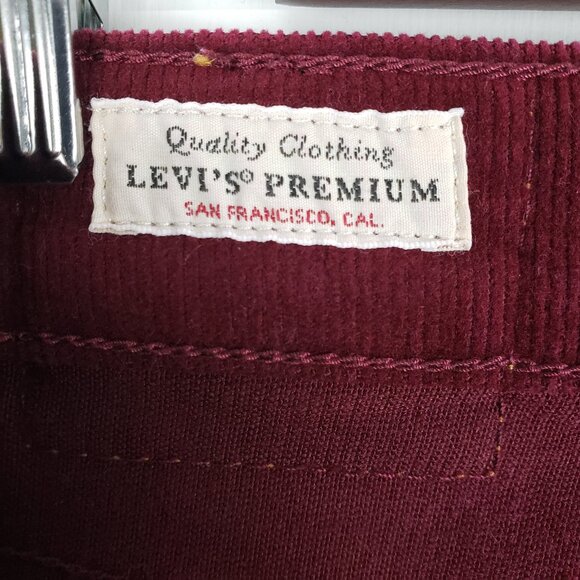 Levi's Premium Ribcage Flare Corduroy Pants Retro 70s Burgundy Button Fly 29 - Picture 6 of 9